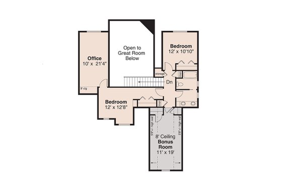Floor Plan - Upper Floor for Craftsman House Plan #124-1201 - 3 bed, 2 bath