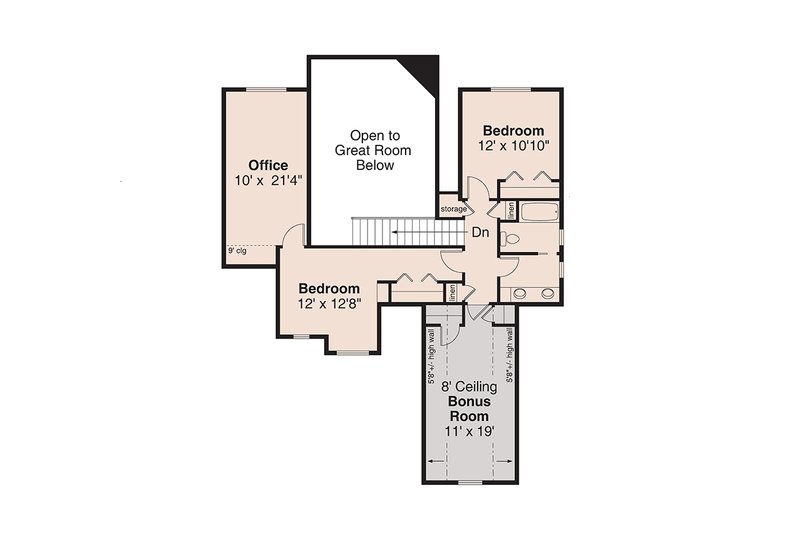 Dream House Plan - Floor Plan - Upper Floor for Craftsman House Plan #124-1201 - 3 bed, 2 bath