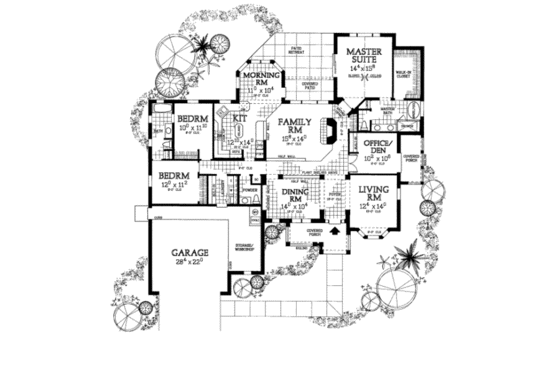 Floor Plan - Main Floor for Mediterranean House Plan #72-388 - 3 bed, 2.5 bath
