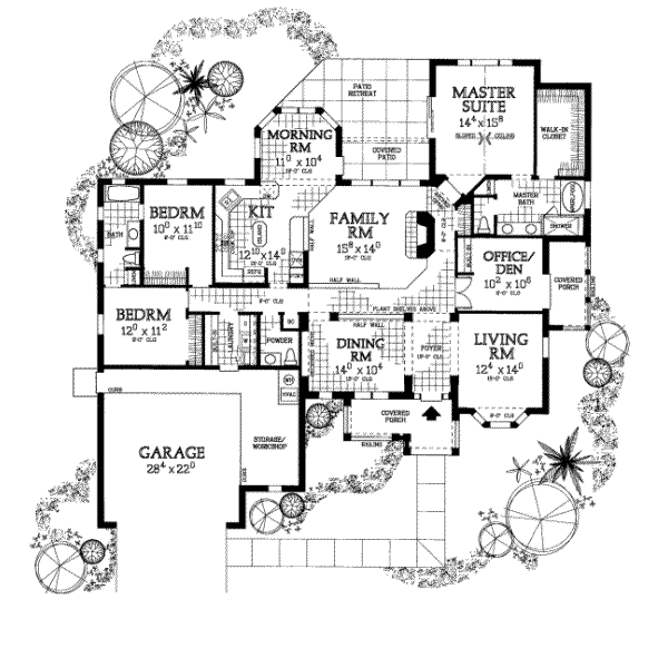 Architectural House Design - Mediterranean Floor Plan - Main Floor Plan #72-388
