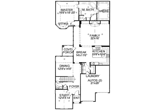 Floor Plan - Main Floor for European House Plan #141-168 - 3 bed, 2.5 bath