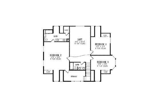 Floor Plan - Upper Floor for Country House Plan #1-802 - 4 bed, 4 bath