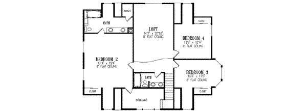 Country Floor Plan - Upper Floor Plan #1-802