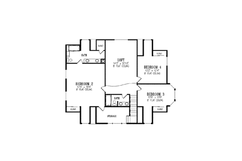 Dream House Plan - Floor Plan - Upper Floor for Country House Plan #1-802 - 4 bed, 4 bath