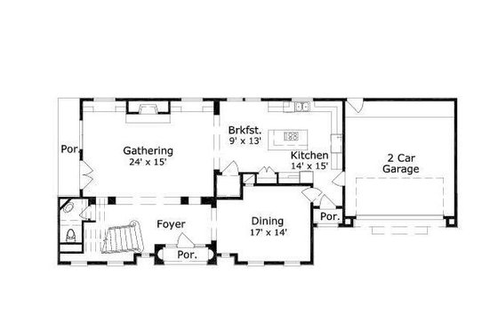 Floor Plan - Main Floor for European House Plan #411-488 - 4 bed, 3.5 bath