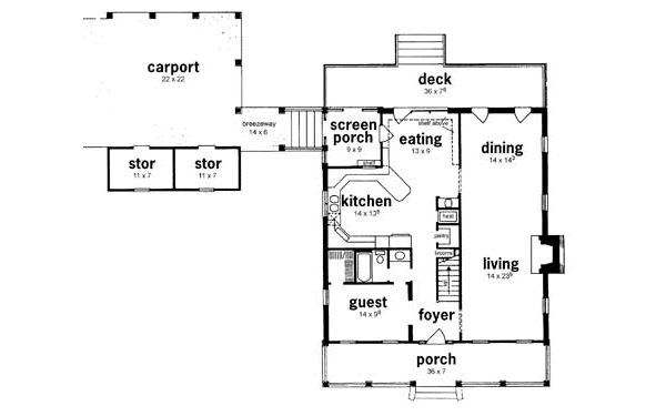 Country Floor Plan - Main Floor Plan #36-212