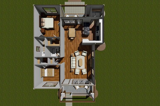 Floor Plan - Main Floor 1 for Cottage House Plan #513-2084 - 2 bed, 2 bath