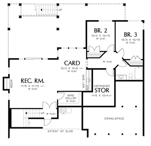 Craftsman Floor Plan - Lower Floor Plan #48-461