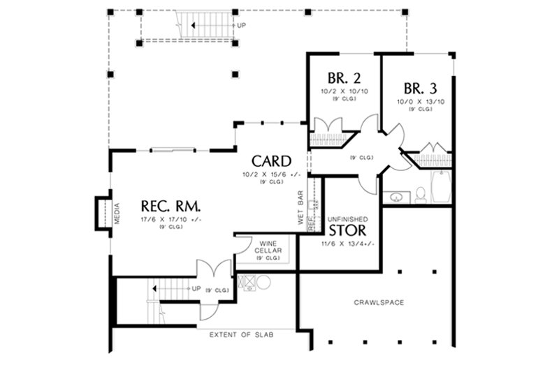 Architectural House Design - Floor Plan - Lower Floor for Craftsman House Plan #48-461 - 3 bed, 2.5 bath