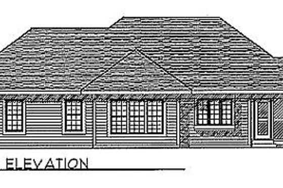 Exterior - Rear Elevation for Traditional House Plan #70-165 - 3 bed, 2 bath