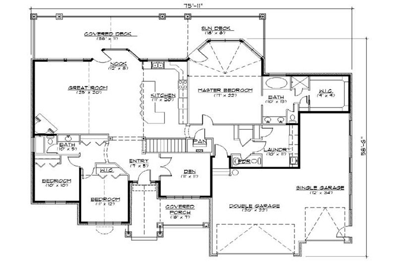 Home Plan - Floor Plan - Main Floor for European House Plan #5-361 - 5 bed, 3.5 bath