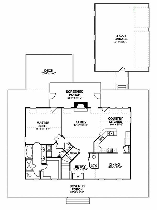 Architectural House Design - Farmhouse Floor Plan - Main Floor Plan #56-238