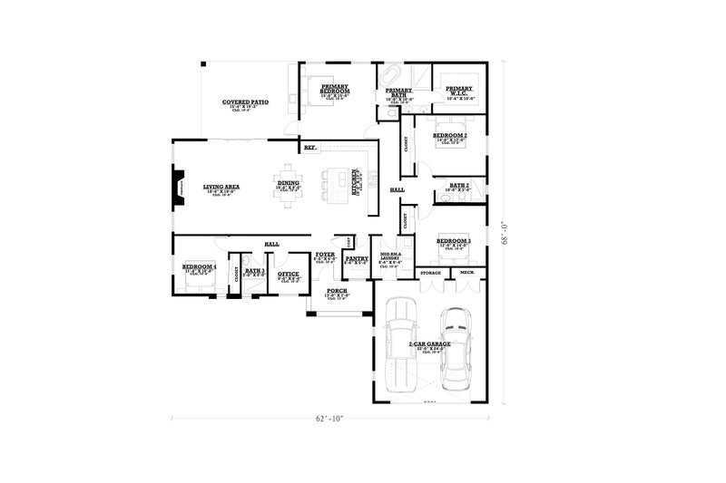 Dream House Plan - Floor Plan - Main Floor for Ranch House Plan #1112-7 - 4 bed, 3 bath