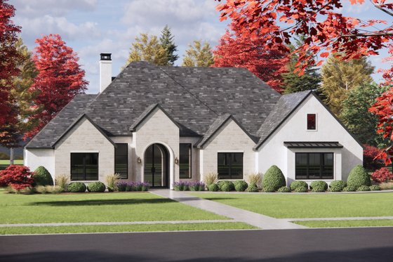 Exterior - Front Elevation 3 for European House Plan #1096-148 - 4 bed, 3.5 bath