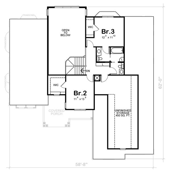 House Plan Design - Traditional Floor Plan - Upper Floor Plan #20-1867