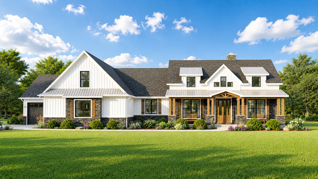 Exterior - Front Elevation 2 for Farmhouse House Plan #1064-116 - 3 bed, 3.5 bath