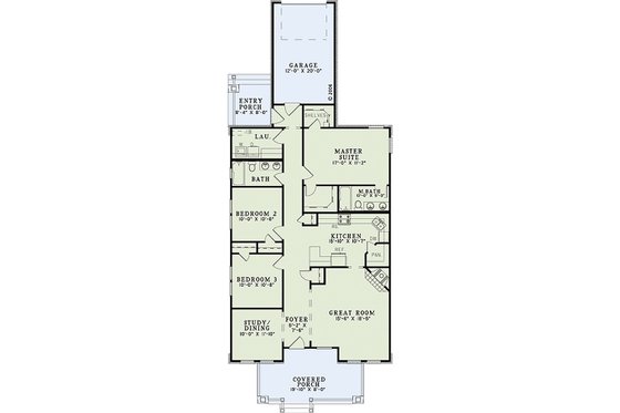 Floor Plan - Main Floor for Bungalow House Plan #17-2470 - 3 bed, 2 bath