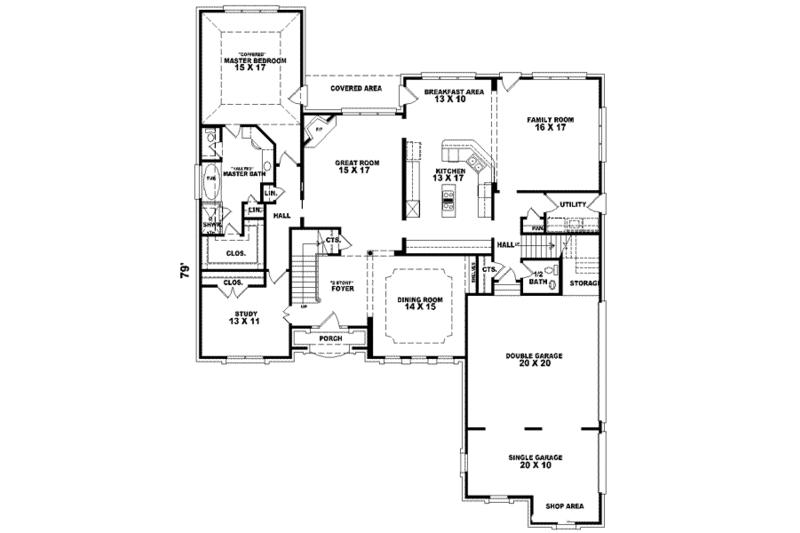 European Style House Plan - 3 Beds 3.5 Baths 3722 Sq Ft Plan #81-599 