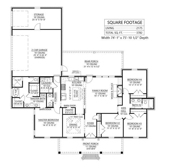 Architectural House Design - Southern Floor Plan - Main Floor Plan #1074-37