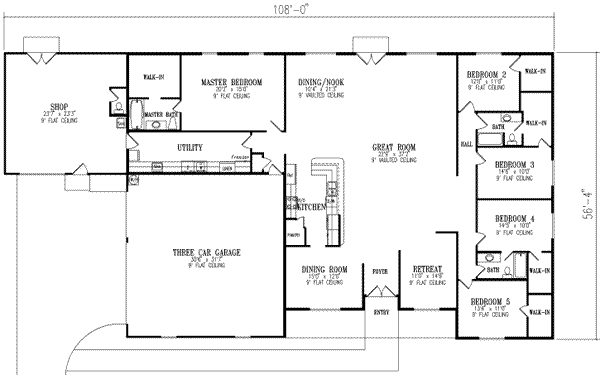 Ranch Floor Plan - Main Floor Plan #1-847