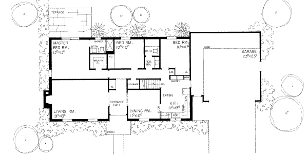 House Blueprint - Southern Floor Plan - Main Floor Plan #72-311