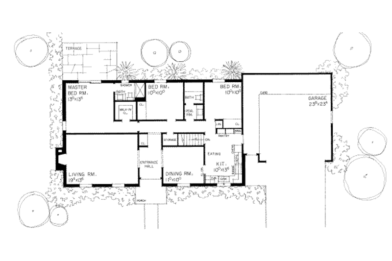 Home Plan - Floor Plan - Main Floor for Southern House Plan #72-311 - 3 bed, 2 bath