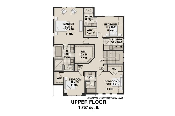 Floor Plan - Upper Floor for Farmhouse House Plan #51-1214 - 4 bed, 3.5 bath