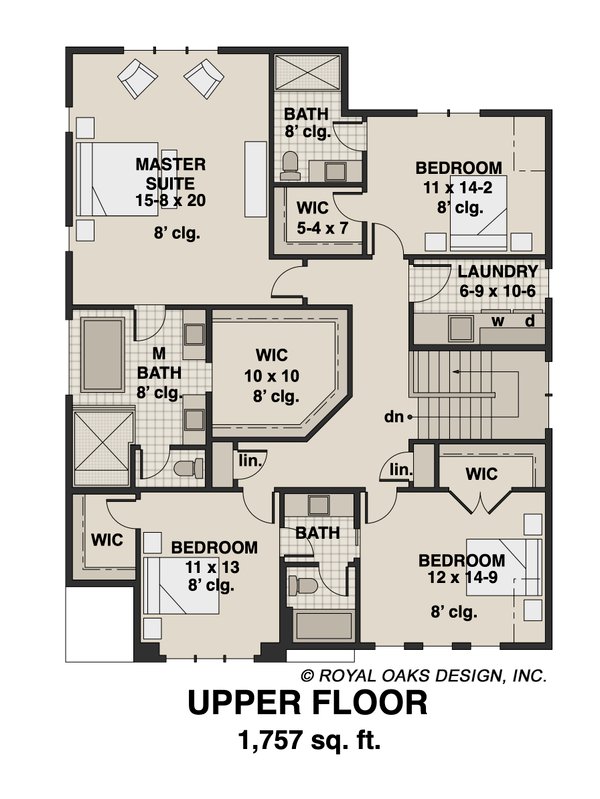 Farmhouse Floor Plan - Upper Floor Plan #51-1214