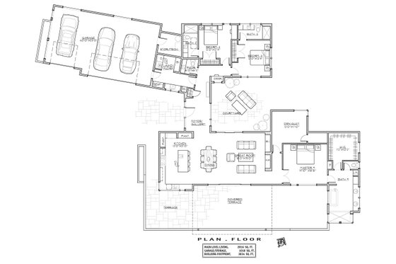 Floor Plan - Main Floor for Contemporary House Plan #892-22 - 3 bed, 3.5 bath