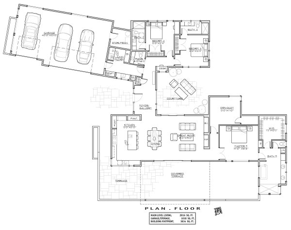 Architectural House Design - Contemporary Floor Plan - Main Floor Plan #892-22