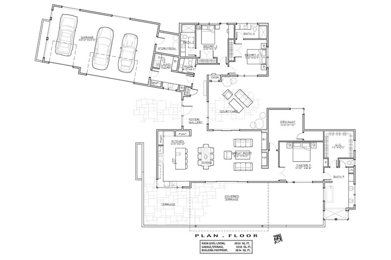 Architectural House Design - Floor Plan - Main Floor for Contemporary House Plan #892-22 - 3 bed, 3.5 bath