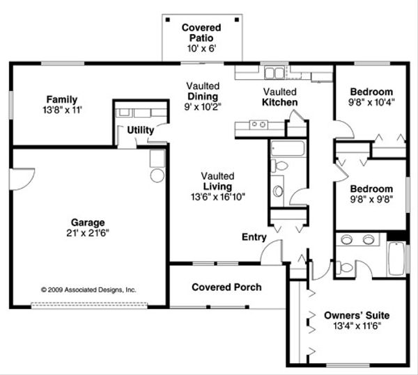 Ranch Floor Plan - Main Floor Plan #124-769