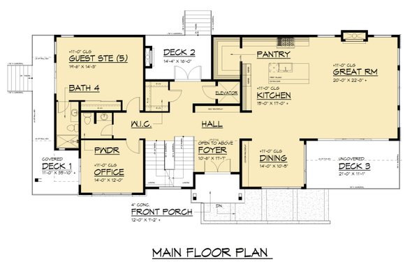 Modern Floor Plan - Main Floor Plan #1066-309