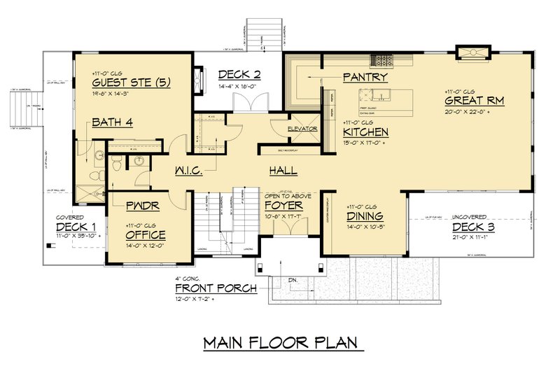 Architectural House Design - Floor Plan - Main Floor for Modern House Plan #1066-309 - 5 bed, 4.5 bath