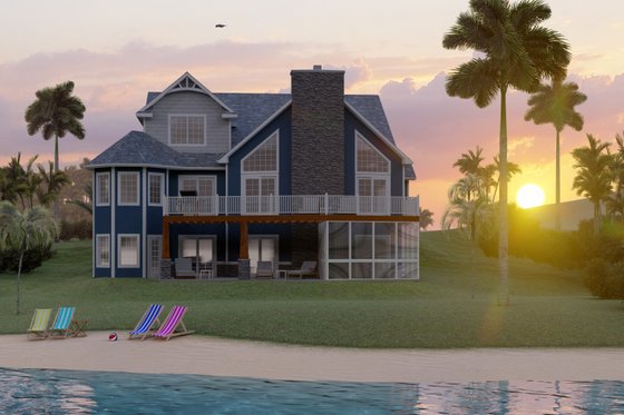 Exterior - Rear Elevation 1 for Craftsman House Plan #1064-23 - 5 bed, 3.5 bath