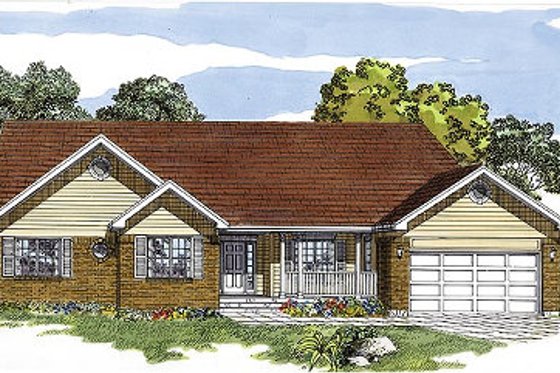 Exterior - Front Elevation for Traditional House Plan #47-256 - 3 bed, 2 bath