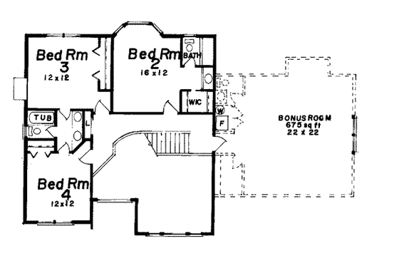 Floor Plan - Upper Floor for Traditional House Plan #52-141 - 4 bed, 3.5 bath
