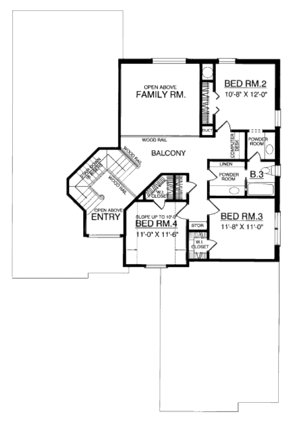 House Design - Traditional Floor Plan - Upper Floor Plan #40-402