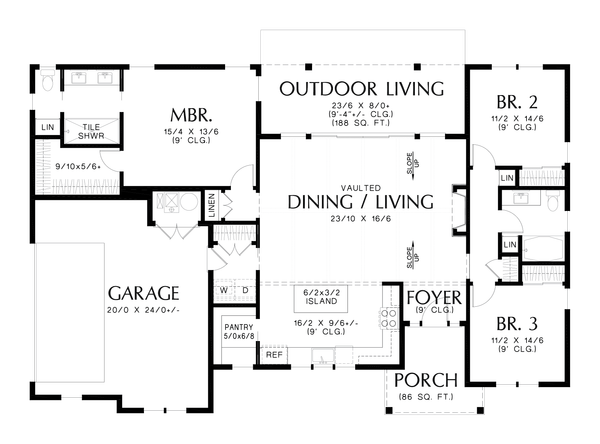 Farmhouse Floor Plan - Main Floor Plan #48-1126