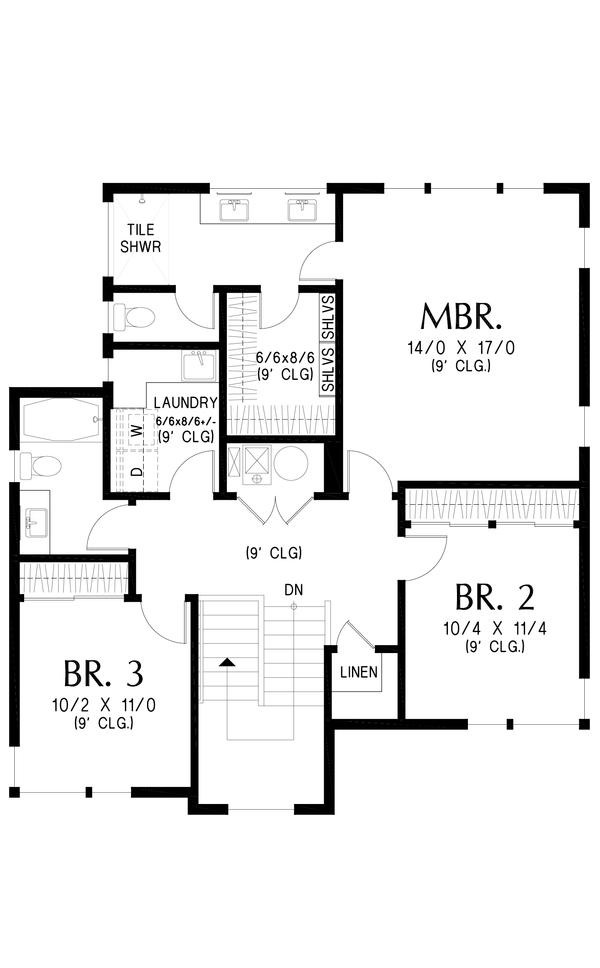 Home Plan - Floor Plan - Upper Floor for Contemporary House Plan #48-1232 - 4 bed, 3.5 bath