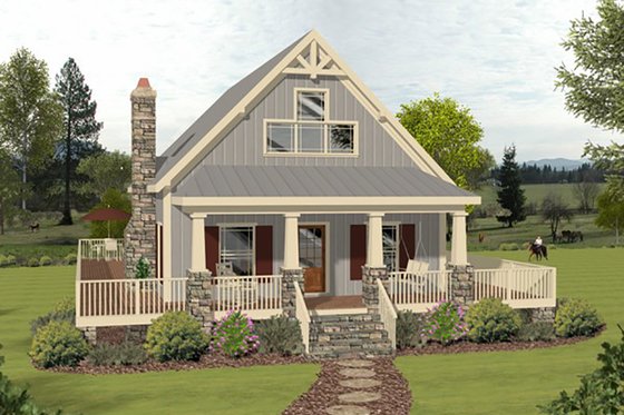 Country, Cottage, Front Elevation