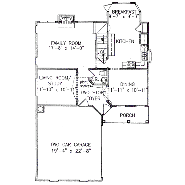 Farmhouse Floor Plan - Main Floor Plan #54-129