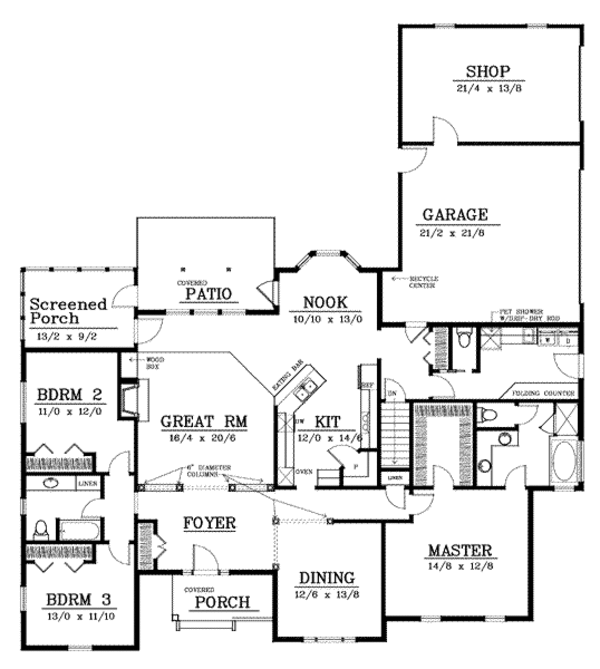 Traditional Floor Plan - Main Floor Plan #101-104