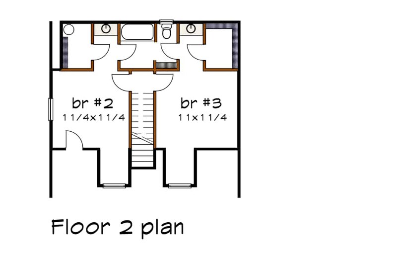 Home Plan - Floor Plan - Upper Floor for Country House Plan #79-157 - 3 bed, 2.5 bath