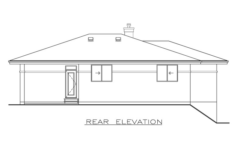 Home Plan - Exterior - Rear Elevation for Prairie House Plan #1100-14 - 3 bed, 2 bath