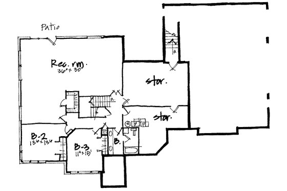 Floor Plan - Lower Floor for Traditional House Plan #308-244 - 4 bed, 3.5 bath