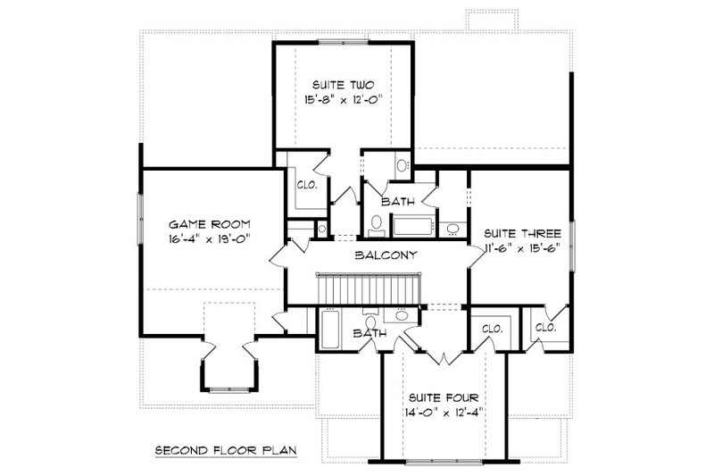 Dream House Plan - Floor Plan - Upper Floor for Tudor House Plan #413-879 - 4 bed, 4 bath