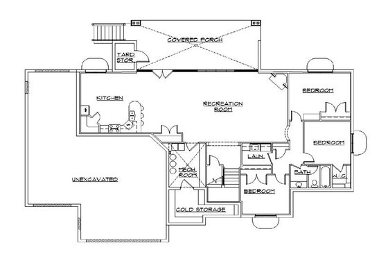 Floor Plan - Lower Floor for Traditional House Plan #5-354 - 6 bed, 3 bath