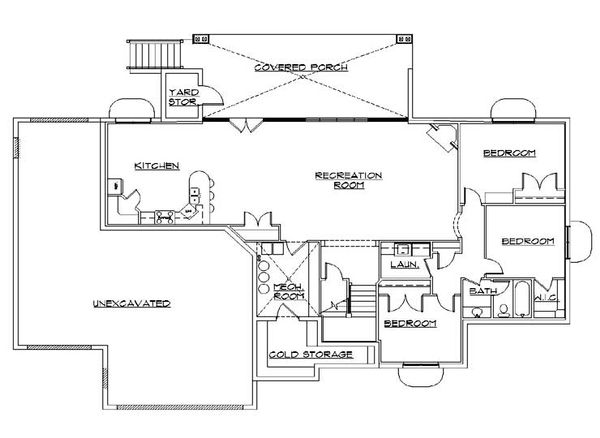 House Design - Traditional Floor Plan - Lower Floor Plan #5-354