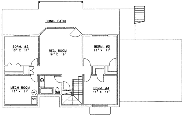 Architectural House Design - Traditional Floor Plan - Lower Floor Plan #117-234
